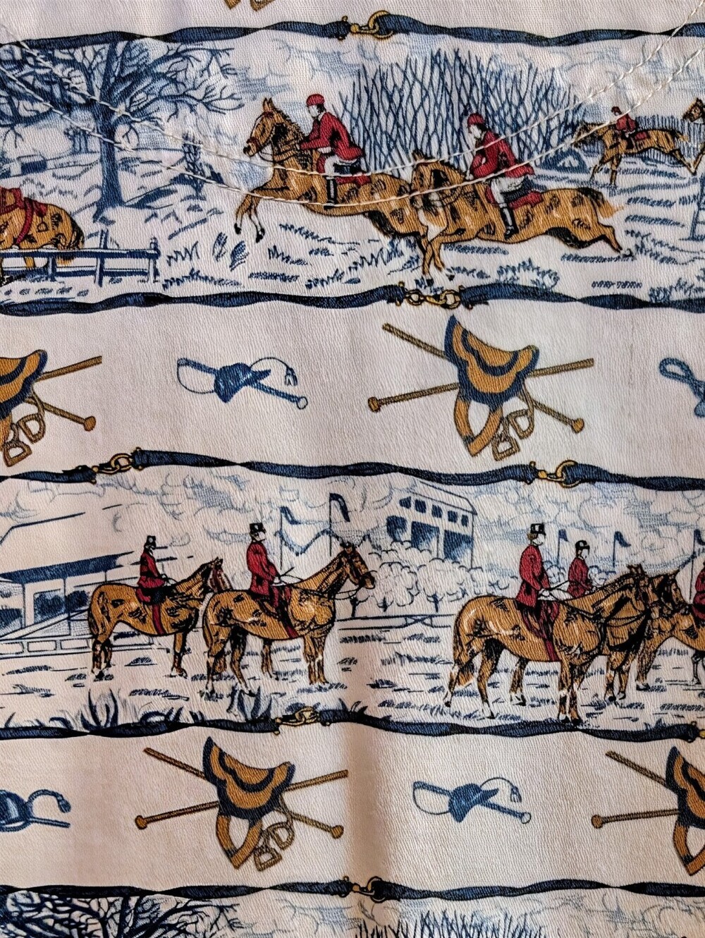 Vintage 90s Liz Claiborne Lizwear Equestrian Print Cotton Button Up Shirt Sz SP - Picture 4 of 16